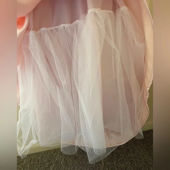 Windsor Satin Pink Sweetheart Neck Aline Ballgown with Reinforced Hem - Picture 4 of 8